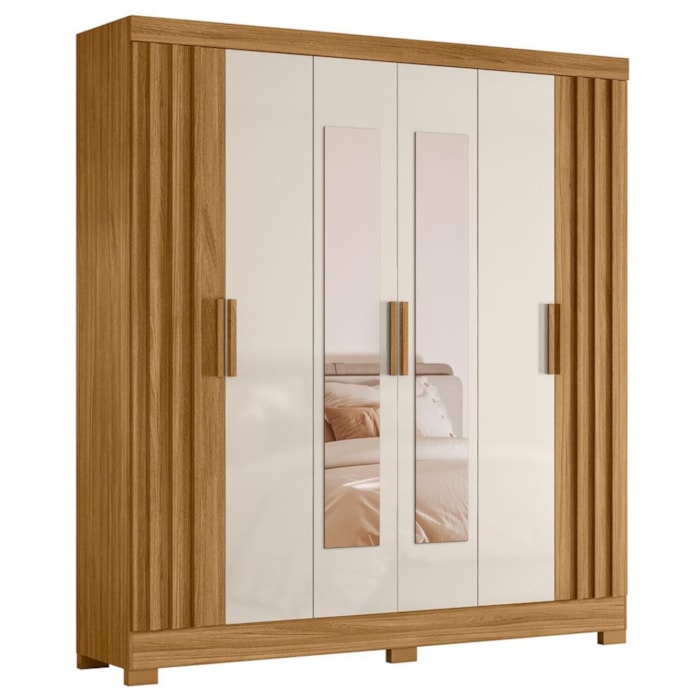 Guarda Roupa Casal Espelho 6P 195 cm Valenca Freijo Off White Moval