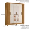 Guarda Roupa Casal Espelho 6P 195 cm Valenca Freijo Off White Moval
