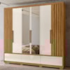 Guarda Roupa Casal Espelho 6P 240 cm Amazonas Freijo Off White Moval