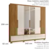Guarda Roupa Casal Espelho 6P 240 cm Amazonas Freijo Off White Moval