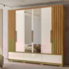 Guarda Roupa Casal Espelho 6P 240 cm Amazonas Freijo Off White Moval