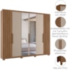 Guarda Roupa Casal Espelho 6P 260 cm Araguaia Carvalho Fendi Moval