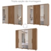 Guarda Roupa Casal Espelho 6P 260 cm Araguaia Carvalho Fendi Moval