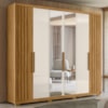 Guarda Roupa Casal Espelho 6P 260 cm Araguaia Freijo Off White Moval