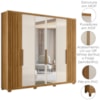 Guarda Roupa Casal Espelho 6P 260 cm Araguaia Freijo Off White Moval