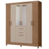 Guarda Roupa Casal Espelho 7P 165 cm Malta Carvalho Fendi Friso Moval