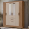 Guarda Roupa Casal Espelho 7P 165 cm Malta Carvalho Fendi Friso Moval