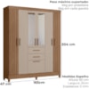 Guarda Roupa Casal Espelho 7P 165 cm Malta Carvalho Fendi Friso Moval