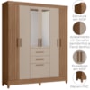 Guarda Roupa Casal Espelho 7P 165 cm Malta Carvalho Fendi Friso Moval
