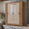 Guarda Roupa Casal Espelho 7P 165 cm Malta Carvalho Fendi Friso Moval