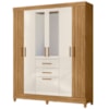 Guarda Roupa Casal Espelho 7P 165 cm Malta Freijo Off White Friso Moval