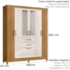 Guarda Roupa Casal Espelho 7P 165 cm Malta Freijo Off White Friso Moval