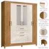 Guarda Roupa Casal Espelho 7P 165 cm Malta Freijo Off White Friso Moval