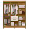 Guarda Roupa Casal Espelho 7P 165 cm Malta Freijo Off White Friso Moval