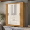 Guarda Roupa Casal Espelho 7P 165 cm Malta Freijo Off White Friso Moval