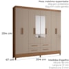 Guarda Roupa Casal Espelho 8P 204 cm Florida Carvalho Fendi Moval