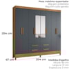 Guarda Roupa Casal Espelho 8P 204 cm Florida Freijo Cinza Moval