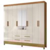 Guarda Roupa Casal Espelho 8P 204 cm Florida Freijo Off White Moval