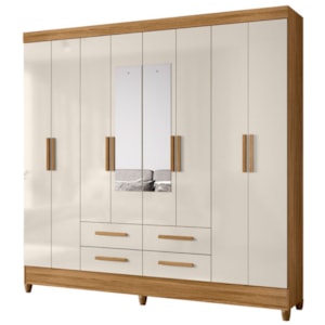 Guarda Roupa Casal Espelho 8P 204 cm Florida Freijo Off White Moval Guarda Roupa Casal Espelho 8P 204 cm Florida Freijo Off White Moval