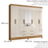Guarda Roupa Casal Espelho 8P 204 cm Florida Freijo Off White Moval