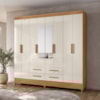 Guarda Roupa Casal Espelho 8P 204 cm Florida Freijo Off White Moval