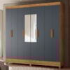 Guarda Roupa Casal Espelho 8P 204 cm Marajo Freijo Cinza Moval