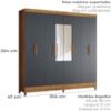 Guarda Roupa Casal Espelho 8P 204 cm Marajo Freijo Cinza Moval