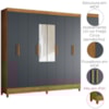 Guarda Roupa Casal Espelho 8P 204 cm Marajo Freijo Cinza Moval