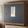 Guarda Roupa Casal Espelho 8P 204 cm Marajo Freijo Cinza Moval