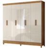 Guarda Roupa Casal Espelho 8P 204 cm Marajo Freijo Off White Moval