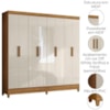 Guarda Roupa Casal Espelho 8P 204 cm Marajo Freijo Off White Moval