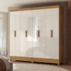 Guarda Roupa Casal Espelho 8P 204 cm Marajo Freijo Off White Moval