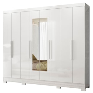 Guarda Roupa Casal Espelho 8P 236 cm Diplomata Branco Moval