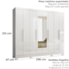 Guarda Roupa Casal Espelho 8P 236 cm Diplomata Branco Moval