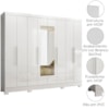Guarda Roupa Casal Espelho 8P 236 cm Diplomata Branco Moval