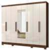 Guarda Roupa Casal Espelho 8P 236 cm Diplomata Castanho Wood Off White Moval