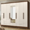 Guarda Roupa Casal Espelho 8P 236 cm Diplomata Castanho Wood Off White Moval