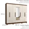 Guarda Roupa Casal Espelho 8P 236 cm Diplomata Castanho Wood Off White Moval