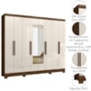 Guarda Roupa Casal Espelho 8P 236 cm Diplomata Castanho Wood Off White Moval