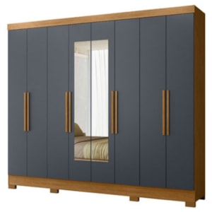 Guarda Roupa Casal Espelho 8P 236 cm Diplomata Freijo Cinza Moval