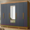 Guarda Roupa Casal Espelho 8P 236 cm Diplomata Freijo Cinza Moval