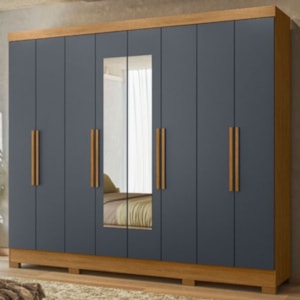 Guarda Roupa Casal Espelho 8P 236 cm Diplomata Freijo Cinza Moval
