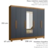 Guarda Roupa Casal Espelho 8P 236 cm Diplomata Freijo Cinza Moval