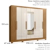 Guarda Roupa Casal Espelho 8P 236 cm Diplomata Freijo Off White Friso Moval
