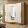 Guarda Roupa Casal Espelho 8P 236 cm Diplomata Freijo Off White Friso Moval