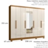 Guarda Roupa Casal Espelho 8P 236 cm Diplomata Freijo Off White Moval