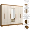 Guarda Roupa Casal Espelho 8P 236 cm Diplomata Freijo Off White Moval