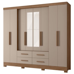 Guarda Roupa Casal Espelho 8P 237 cm San Lorenzo Carvalho Fendi Moval