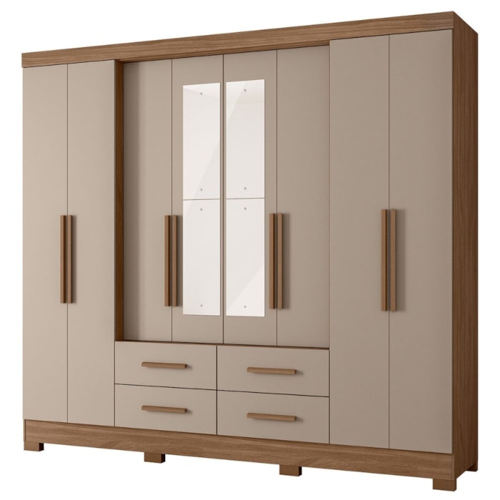 Guarda Roupa Casal Espelho 8P 237 cm San Lorenzo Carvalho Fendi Moval