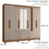 Guarda Roupa Casal Espelho 8P 237 cm San Lorenzo Carvalho Fendi Moval